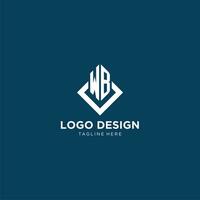 Initial WB logo square rhombus with lines, modern and elegant logo design vector