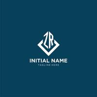 Initial ZR logo square rhombus with lines, modern and elegant logo design vector