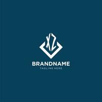 Initial XZ logo square rhombus with lines, modern and elegant logo design vector