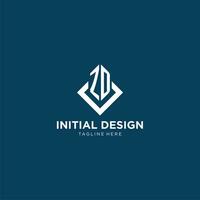 inicial zd logo cuadrado rombo con líneas, moderno y elegante logo diseño vector