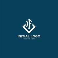 inicial xf logo cuadrado rombo con líneas, moderno y elegante logo diseño vector