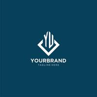 Initial YU logo square rhombus with lines, modern and elegant logo design vector
