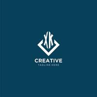 Initial XK logo square rhombus with lines, modern and elegant logo design vector