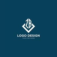 Initial ZB logo square rhombus with lines, modern and elegant logo design vector