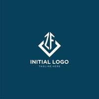 inicial zf logo cuadrado rombo con líneas, moderno y elegante logo diseño vector