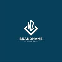 Initial WZ logo square rhombus with lines, modern and elegant logo design vector