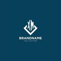 Initial XM logo square rhombus with lines, modern and elegant logo design vector