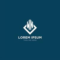 Initial WN logo square rhombus with lines, modern and elegant logo design vector