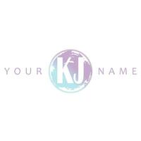 KJ Initial Logo Watercolor Vector Design