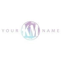 KM Initial Logo Watercolor Vector Design