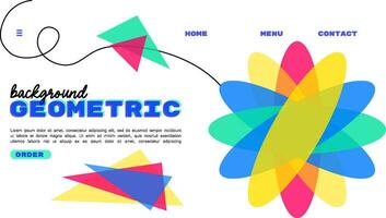 Vector illustration of a modern and trendy geometric abstract design for a media application landing page. riso effect