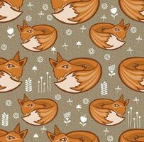 Seamless scandinavian pattern. Vector kids background with fox and different elements. Design for prints, shirts and posters.