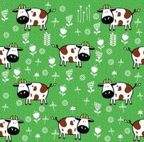 Cute cows seamless pattern. childish background. Vector