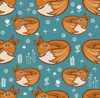 Seamless scandinavian pattern. Vector kids background with fox and different elements. Design for prints, shirts and posters.