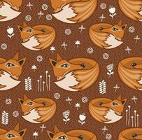 Seamless scandinavian pattern. Vector kids background with fox and different elements. Design for prints, shirts and posters.