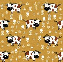 Cute cows seamless pattern. childish background. Vector