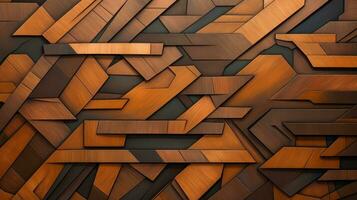 Wood marquetry wall parquet, abstract pattern background, Generative AI illustration photo