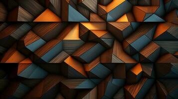 Wood marquetry wall parquet, abstract pattern background, Generative AI illustration photo