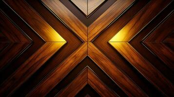 Wood marquetry wall parquet, abstract pattern background, Generative AI illustration photo