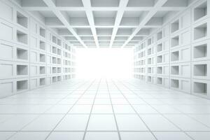 Abstract futuristic architecture background, Minimal technology white backdrop, Generative AI illustration photo