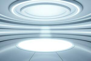 Abstract futuristic architecture background, Minimal technology white backdrop, Generative AI illustration photo
