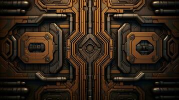 Wood marquetry wall parquet, abstract pattern background, Generative AI illustration photo