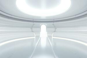 Abstract futuristic architecture background, Minimal technology white backdrop, Generative AI illustration photo