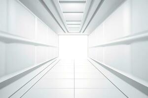 Abstract futuristic architecture background, Minimal technology white backdrop, Generative AI illustration photo