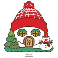 christmas house illustration vector