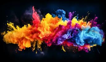 Explosion of colorful watercolor splashes. Design concept. AI Generative photo