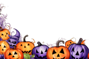 halloween bakgrund, bakgrund, Foto ram, mönster, pumpa huvud domkraft lykta, pumpor i kyrkogård i de läskigt natt, transparent bakgrund, ai genererad png