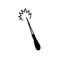 Magic wand doodle vector