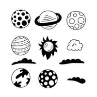 Planets doodle vector illustration