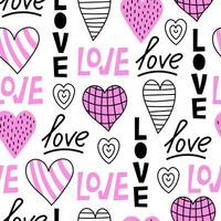 Modern seamless pattern for valentines day with hearts and text vector