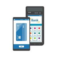 Contactless payment to bank services using smartphone vector