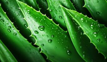 Detail of the aloe vera plant, cultivated for agricultural and medicinal uses. AI generated photo