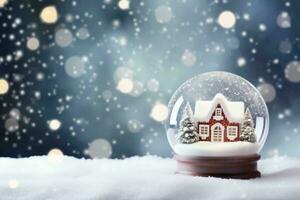 AI Generated House model in Snow Globe photo