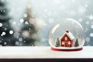AI Generated House model in Snow Globe photo
