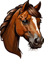 Brown Horse Head Cartoon Clip Art AI Generative png
