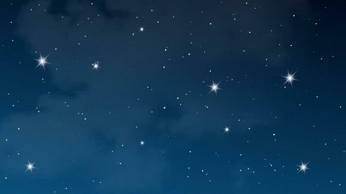 Night sky with clouds and many stars. Abstract nature background with stardust in deep universe. Vector illustration.