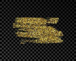 Hand drawn ink spot in gold glitter. Gold ink spot with sparkles isolated on dark background. Vector illustration