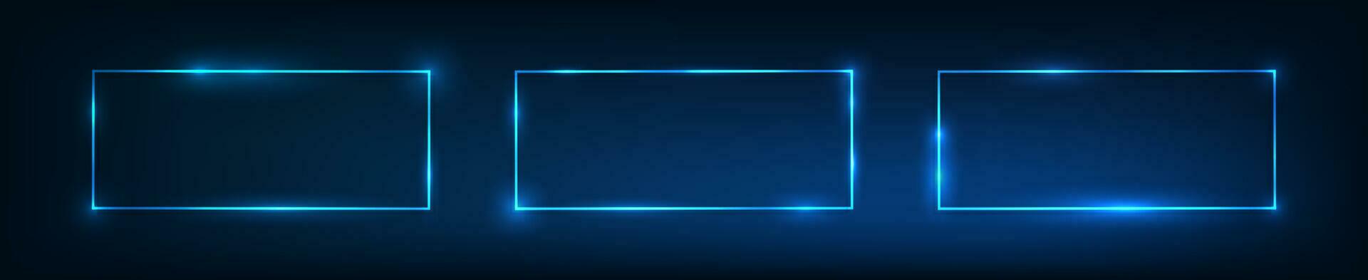 Neon rectangular frame with shining effects