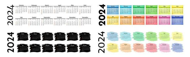 Calendar for 2024 isolated on a white background vector