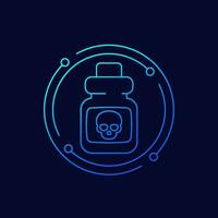 poison bottle icon, linear design vector