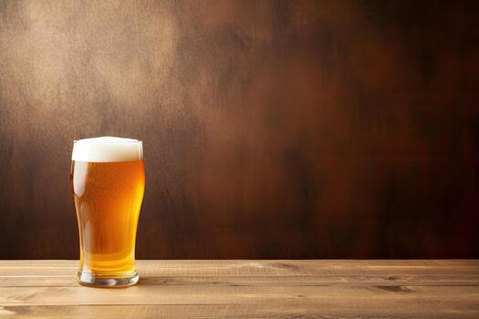 AI Generated Beer advertising banner scene, beer glass on bokeh background. photo