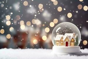 AI Generated House model in Snow Globe photo