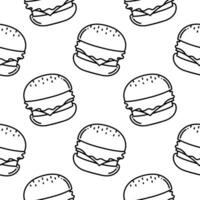 burger outline seamless pattern vector