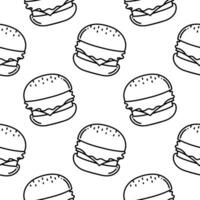 burger outline seamless pattern vector