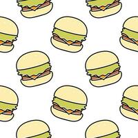 burger outline colored seamless pattern vector