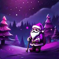 Santa skulking in the forest, photo